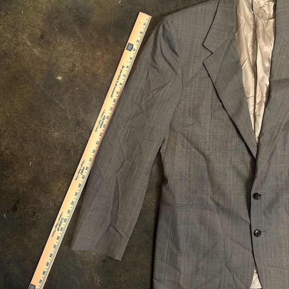 Portofolio Perry Ellis Mens Blazer Sport Coat Gray Beige 100% Wool USA Made - Picture 4 of 11